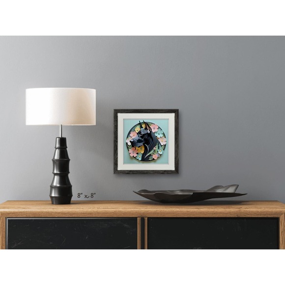 Great Dane Papercut Art: 12x12 Black Dane Dog Pet Portrait Digital Art Print - Picture 7 of 7